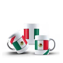 Xícara Branca Porcelana Bandeira México 325ml 1 Unidade + Caixinha