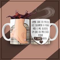 Xícara Branca Porcelana Especial Dia dos Pais + Caixinha