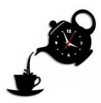 Xícara Bule Cozinha Café Decoração Relógio Vinil Parede