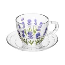 Xícara C Pires Café 80ml Cristal Lavanda Cappuccino Chá Água Xícara C Pires Café 80ml Cristal Lavanda Cappuccino Chá Água