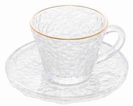 Xícara Café c/ Pires Cristal Fio de Ouro Petra 180 ml Lyor