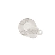 Xícara Café c/ Pires Mármore Cinza Porcelana Schmidt