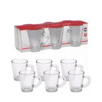 Xícara café caneca de vidro 70ml com 6 peças cozinha utilidades