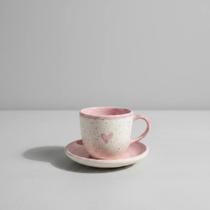 Xicara Café Cerâmica Coração Rosa 100 ml Pintado a Mão Xicara Café Cerâmica Coração Rosa 100 ml Pintado a Mão