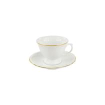 Xícara Café com Pires 70ml Porcelana Schmidt - Dec. Filetado Ouro Pomerode 0010