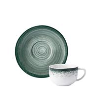 Xicara Café Com Pires 80ml Porcelana Schmidt - Dec. Esfera Verde 2418