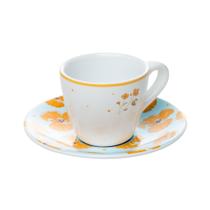 Xícara Café com Pires Doce Encanto 90ml Azul Claro Cerâmica Wolff