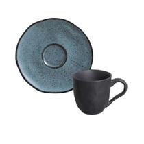 Xícara Café e Pires Cerâmica Stoneware Orgânico Petroleum 120ml - 1 Unid.