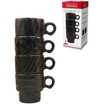 Xícara Café Minar 90 ML Preta 4 Peças Jogo Xícara Café Minar 90 ML Preta 4 Peças Jogo