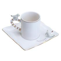 Xícara Café Porcelana Birds Design Plate Colorido Wolff 80ml