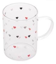 Xícara Caneca De Vidro Corações Love 200 Ml - Lyor