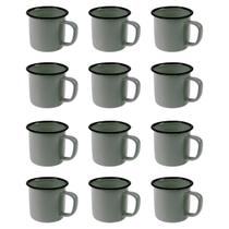 Xícara Caneca Esmaltada Retro 350Ml Cinza Café Chá 12 Peças Xícara Caneca Esmaltada Retro 350Ml Cinza Café Chá 12 Peças