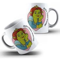 Xícara Caneca Personalizada de Porcelana Cerâmica Fion a Do Shr ek Para Todo Sempre