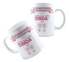 Xícara Caneca Personalizada de Porcelana Cerâmica Para Presente Convite Madrinha e Padrinho do Bebê