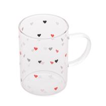 Xícara Caneca Vidro Borossilicato Corações Love 200 ml- Lyor