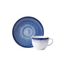 Xicara Chá 200ml Com Pires Porcelana Schmidt - Dec. Esfera Azul 2413