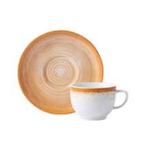 Xicara Chá 200ml Com Pires Porcelana Schmidt - Dec. Esfera Mostarda 2417 Xicara Chá 200ml Com Pires Porcelana Schmidt - Dec. Esfera Mostarda 2417