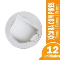 Xicara cha biona com pires 200ml donna branco 141991 12x1 Xicara cha biona com pires 200ml donna branco 141991 12x1