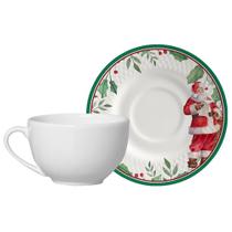 Xícara Chá Branca com Pires Azevinho Natalino Plus 250ml 1275-304 - Alleanza Xícara Chá Branca com Pires Azevinho Natalino Plus 250ml 1275-304 - Alleanza