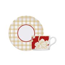 Xicara cha c/ pires natal classico vermelho germer