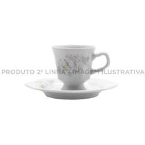 Xícara Chá com Pires 200 ml Porcelana Schmidt - Dec. Romântica Prisma 2 LINHA E005
