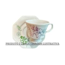 Xicara Chá Com Pires 200ml Porcelana Schmidt - Dec. Alessandra 2º LINHA