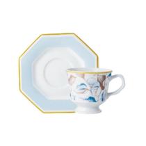 Xicara Chá Com Pires 200ml Porcelana Schmidt - Dec. Jerico 2393