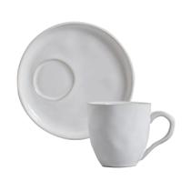 Xícara Chá e Pires Descentralizado Cerâmica Stoneware New White 170ml - 1 Unid.