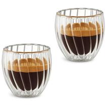 Xicara Com Fundo Duplo Sem Alça Vidro Borosilicato 80ml 2 Pçs Xicara Com Fundo Duplo Sem Alça Vidro Borosilicato 80ml 2 Pçs
