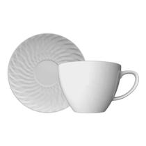 Xícara Com Pires 230ml Para Chá - Tangram Branco - Germer Porcelanas