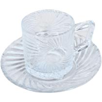 Xícara com Pires Astra 85ML em Vidro para Café Expresso com Design Sofisticado Transparente Xícara com Pires Astra 85ML em Vidro para Café Expresso com Design Sofisticado Transparente