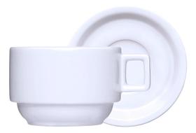 Xícara com Pires Bar Hotel Resistente Porcelana Germer 200ml Xícara com Pires Bar Hotel Resistente Porcelana Germer 200ml