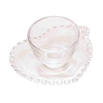 Xícara Com Pires Cristal Para Café 80ml Formato Coração Xícara Com Pires Cristal Para Café 80ml Formato Coração