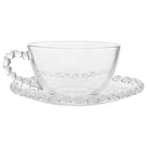 Xícara Com Pires de Cristal de Chumbo Café Chá Coração 170ml
