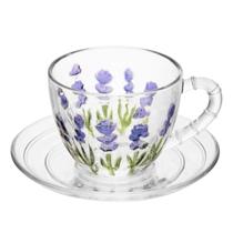 Xícara Com Pires para Café 80ml Lyor Transparente Lavanda Xícara Com Pires para Café 80ml Lyor Transparente Lavanda