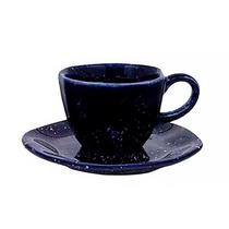 Xícara de Café 75ml com Pires Ryo Safira Azul Marinho Porcelana 092430 - Oxford