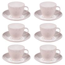 Xícara de café com pires 110ml Gourmet marmorizado com 6 unidades Plasutil ref.369 Xícara de café com pires 110ml Gourmet marmorizado com 6 unidades Plasutil ref.369