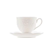 Xícara de Café com Pires Butterfly Flower de Porcelana New Bone 100ml - Lyor