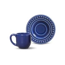 Xícara de Café com Pires Cerâmica Atenas Azul Navy 72ml - 1 Unid.