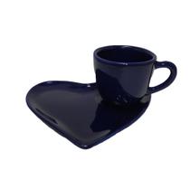 Xicara de Cafe Com Pires de Coracao de Porcelana 100ml