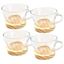 Xícara de Café com Pires de Madeira Mesa Posta Qualidade Top