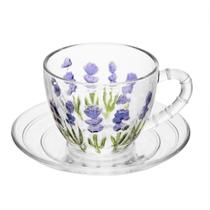 Xícara de Café com Pires Lavanda Hand Painting 80ml Cristal Ecológico Lyor Xícara de Café com Pires Lavanda Hand Painting 80ml Cristal Ecológico Lyor