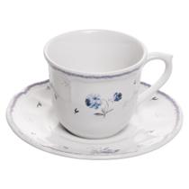 Xícara de Café com Pires Wolff Florescer 90ml Azul Cerâmica
