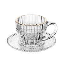 Xícara De Café De Cristal Com Fio De Ouro Império 110ml Wolff