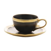 Xícara De Café De Porcelana Preto E Dourado 90Ml Dubai Wolff
