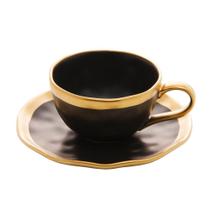 Xícara De Café De Porcelana Preto E Dourado Dubai 90Ml