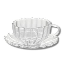 Xícara De Café e Chá Com Pires Parede Dupla De Vidro Borossilicato 250ml Wolff