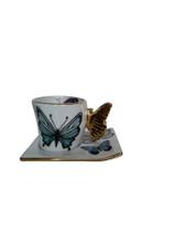 Xícara de Café em Porcelana borboletas detalhes em ouro 12%