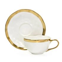 Xicara de Café em Porcelana Dubai Branco e Dourado 90ml Wolff
