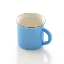 Xícara de Café Esmaltada Branca e Azul 5x5,5cm - Bela flor